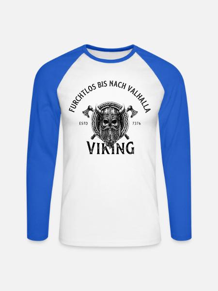 Viking Skull Krieger Emblem - Unisex Baseballshirt langarm - Weiß/Royalblau