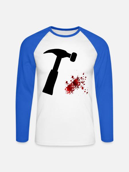 Halloween Handwerker Klauenhammer - Unisex Baseballshirt langarm - Weiß/Royalblau