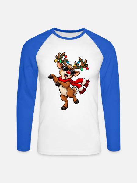 Weihnachten Rentier Rudolph Lustig Geschenkidee - Unisex Baseballshirt langarm - Weiß/Royalblau