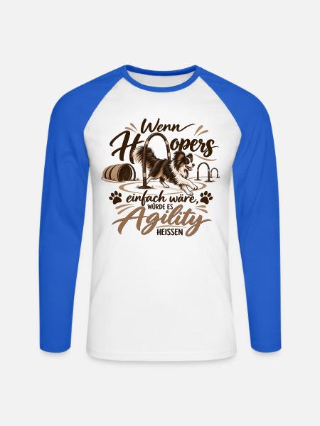 HoopersAgility - Unisex Baseballshirt langarm - Weiß/Royalblau