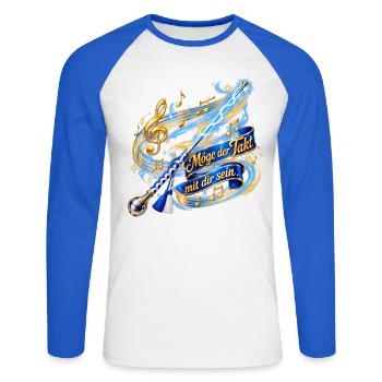 Stabführer - Möge der Takt mit dir sein - Unisex Baseballshirt langarm - Weiß/Royalblau - Vorne - Nik (191cm)