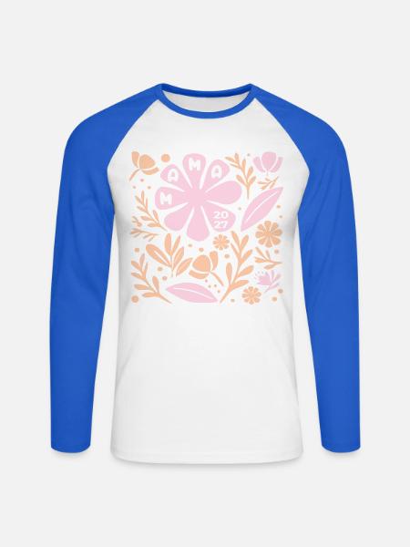Schwangerschaftsmitteilung Mama 2027 - Unisex Baseballshirt langarm - Weiß/Royalblau