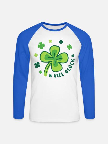 Glücksbringer - Viel Glück - Unisex Baseballshirt langarm - Weiß/Royalblau