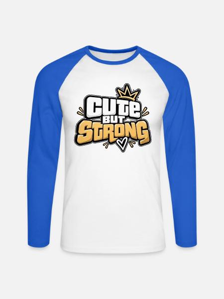Niedlich, aber stark – Fitnessmädchen - Unisex Baseballshirt langarm - Weiß/Royalblau