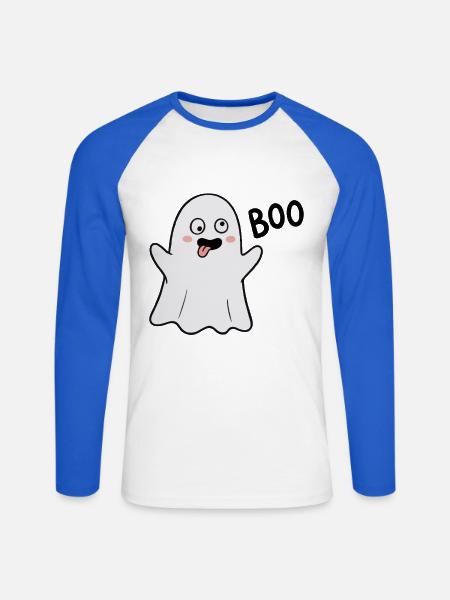 Alberner Geist Buh! - Unisex Baseballshirt langarm - Weiß/Royalblau