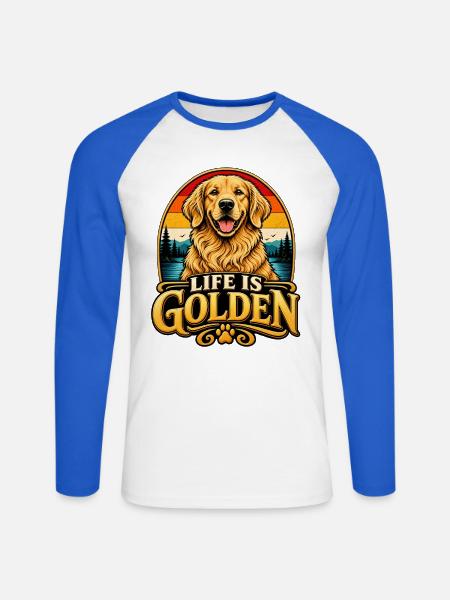 Life Is Golden Retriever Retro - Unisex Baseballshirt langarm - Weiß/Royalblau