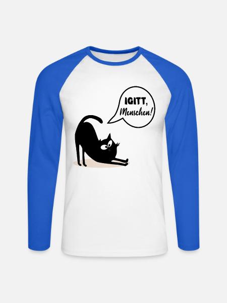 Igitt Menschen Katzen - Unisex Baseballshirt langarm - Weiß/Royalblau
