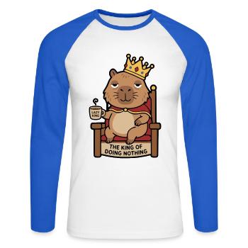 Niedliche Kapybara-König Faule Könige Lustige Tierkunst - Unisex Baseballshirt langarm - Weiß/Royalblau - Vorne - Nik (191cm)