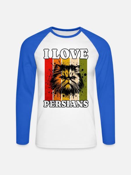 I Love Persian Cat - Unisex Baseballshirt langarm - Weiß/Royalblau