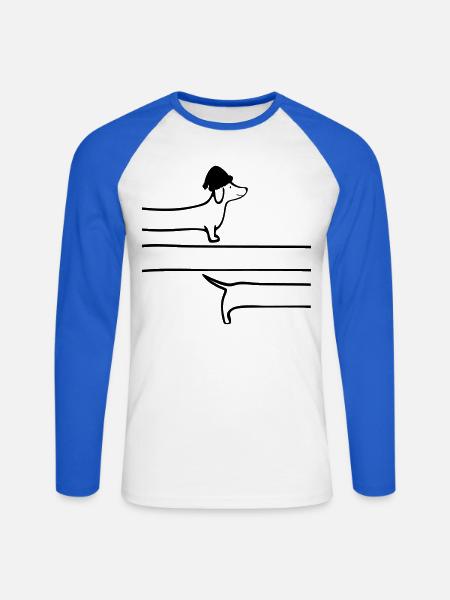 Weihnachten Dackel Schlangenlinie - Unisex Baseballshirt langarm - Weiß/Royalblau