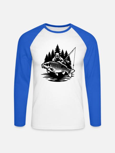 Waldfischer und Karpfen - Unisex Baseballshirt langarm - Weiß/Royalblau