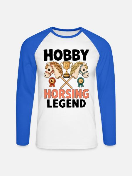 Hobby Horsing Legend - Unisex Baseballshirt langarm - Weiß/Royalblau