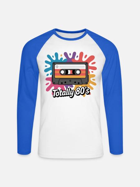 Cassette Pop Splash 80er 80er - Unisex Baseballshirt langarm - Weiß/Royalblau