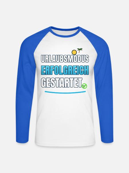 Urlaubsmodus Erfolgreich gestartet - Unisex Baseballshirt langarm - Weiß/Royalblau