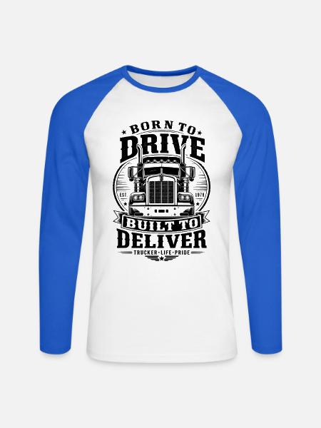 Trucker Leben - Unisex Baseballshirt langarm - Weiß/Royalblau