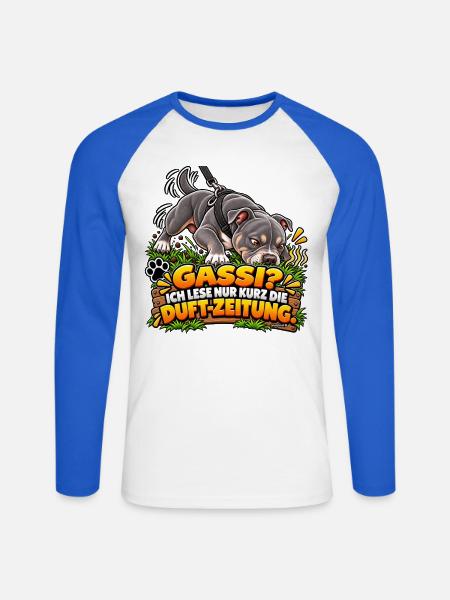 Gassi mit Schnüffelpause - Unisex Baseballshirt langarm - Weiß/Royalblau