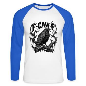 F-CAW-F Gothic Raven Dark Humor Crow - Unisex Baseballshirt langarm - Weiß/Royalblau - Vorne - Nik (191cm)