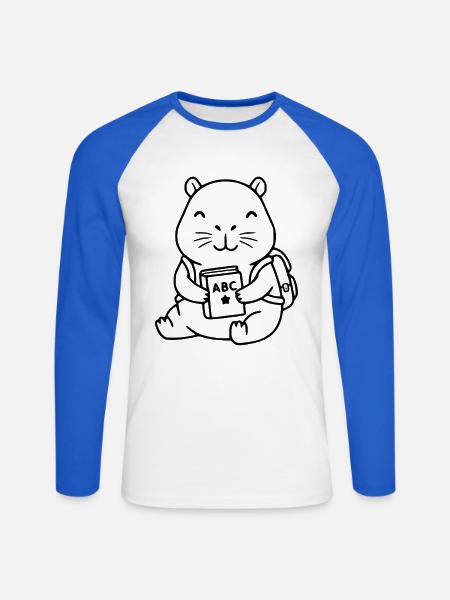 Süßes Capybara-Zurück-an-die-Schule-Geschenk - Unisex Baseballshirt langarm - Weiß/Royalblau