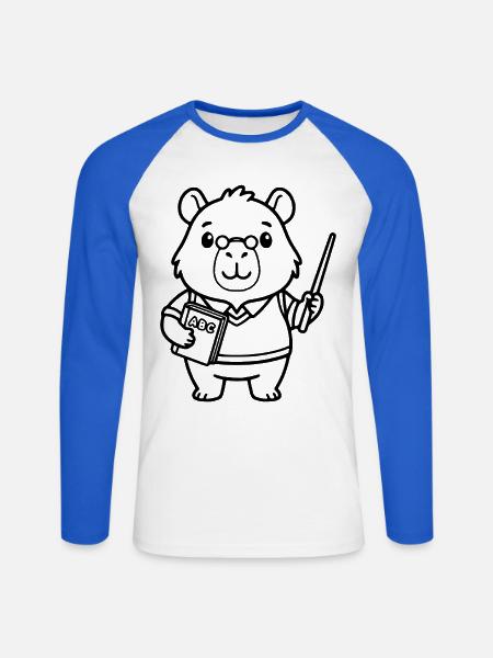Niedliche Capybara-Lehrer-Gliederung - Unisex Baseballshirt langarm - Weiß/Royalblau