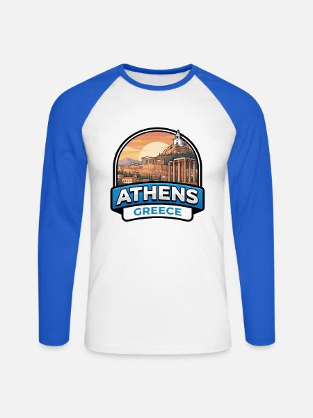 Athen Griechenland Reiseabzeichen Akropolis Parthenon - Unisex Baseballshirt langarm - Weiß/Royalblau