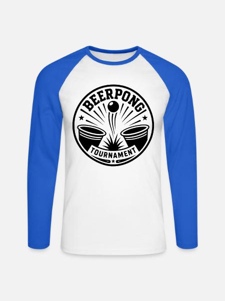 Beer Pong Turnier - Unisex Baseballshirt langarm - Weiß/Royalblau