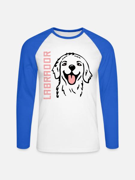 Glückliche Hunde Labrador - Unisex Baseballshirt langarm - Weiß/Royalblau