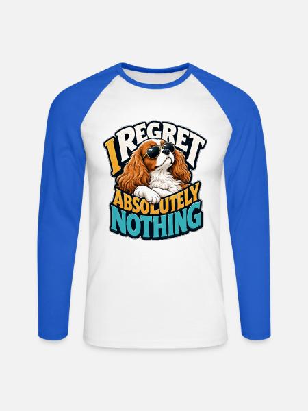 Kavallerier King Charles Spaniel - Unisex Baseballshirt langarm - Weiß/Royalblau