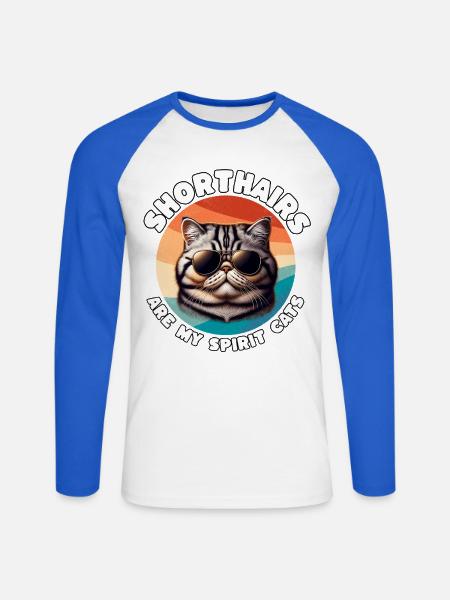 Lustige Exotische Kurzhaarkatze Sprüche - Unisex Baseballshirt langarm - Weiß/Royalblau