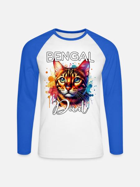 Bengalkatze Papa - Unisex Baseballshirt langarm - Weiß/Royalblau