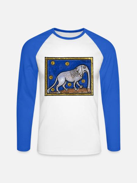 Mittelalterlicher Elefant - Unisex Baseballshirt langarm - Weiß/Royalblau