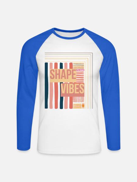 Shape Vibes Farbblockprint - Unisex Baseballshirt langarm - Weiß/Royalblau