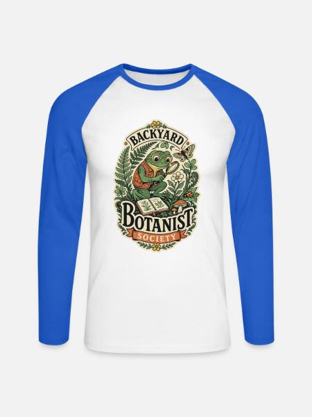 Backyard Botanist Patch - Unisex Baseballshirt langarm - Weiß/Royalblau