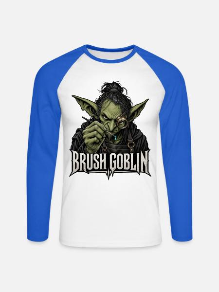 Brush Goblin – Tabletop Miniatur Malen - Unisex Baseballshirt langarm - Weiß/Royalblau