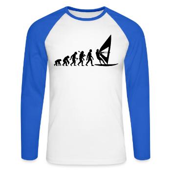 Windsurfer Windsurfing Evolution Für Surfer - Unisex Baseballshirt langarm - Weiß/Royalblau - Vorne - Nik (191cm)