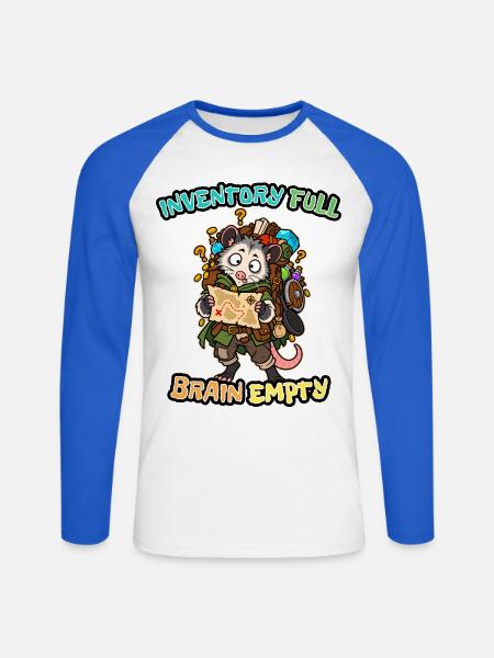 Inventar voller Gehirnleerer Opossumspieler - Unisex Baseballshirt langarm - Weiß/Royalblau