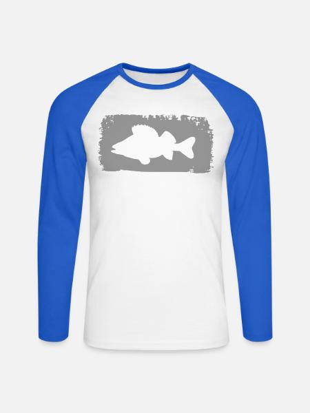 Barsch im Farbstich - Unisex Baseballshirt langarm - Weiß/Royalblau