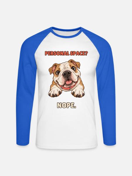 Personal Space Nope – Funny Bulldog - Unisex Baseballshirt langarm - Weiß/Royalblau