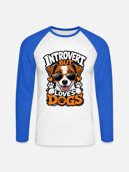 Jack Russell Terrier - Unisex Baseballshirt langarm - Weiß/Royalblau