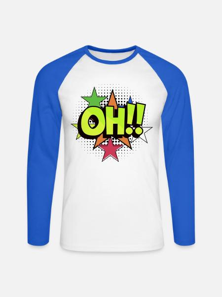 OH Pop Art Burst Neon Stars - Unisex Baseballshirt langarm - Weiß/Royalblau