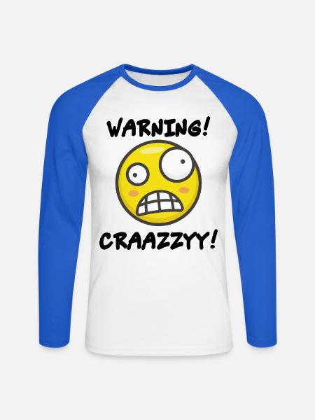 Verrücktes Grins-Symbol - Unisex Baseballshirt langarm - Weiß/Royalblau