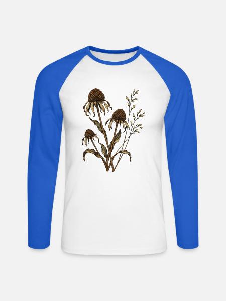 Herbst-Sonnenkohl-Samenköpfe - Unisex Baseballshirt langarm - Weiß/Royalblau