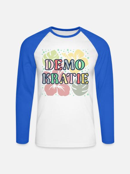 Demokratie Blume - Unisex Baseballshirt langarm - Weiß/Royalblau