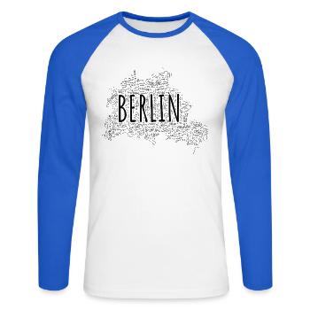 Berlin Stadtkarte aus U- und S-Bahnhöfen - Unisex Baseballshirt langarm - Weiß/Royalblau - Vorne - Nik (191cm)