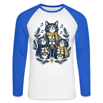 Weihnachtskatzen Singen Chor Katzenliebhaber Stern - Unisex Baseballshirt langarm - Weiß/Royalblau - Vorne - Nik (191cm)