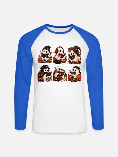 Cute Ghost - Unisex Baseballshirt langarm - Weiß/Royalblau