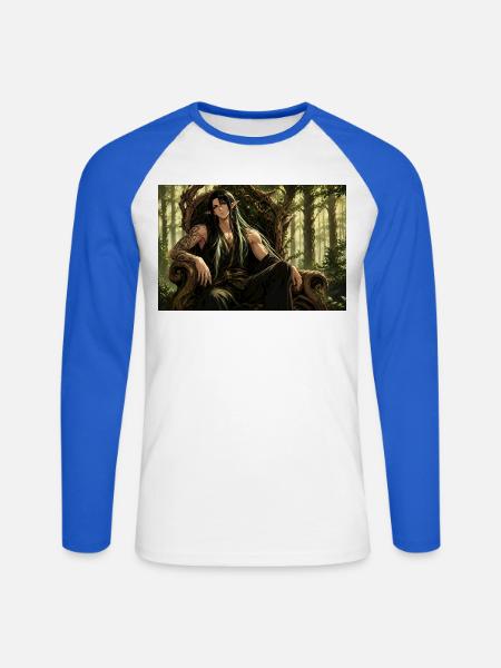 Waldfürst des Schattenwaldes - Unisex Baseballshirt langarm - Weiß/Royalblau