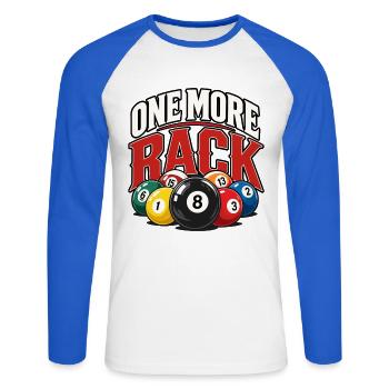 One More Rack Billard Design - Unisex Baseballshirt langarm - Weiß/Royalblau - Vorne - Nik (191cm)