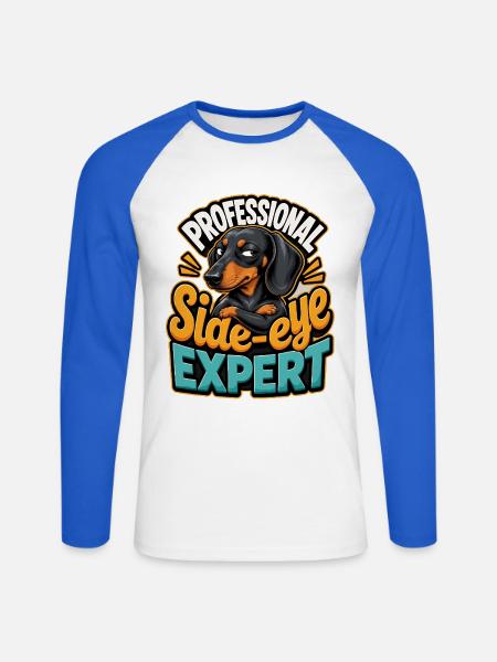 Dackel - Unisex Baseballshirt langarm - Weiß/Royalblau
