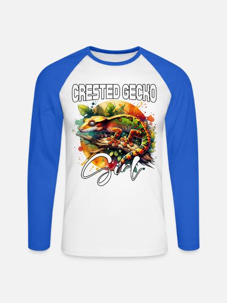 Kronengecko Mädchen - Unisex Baseballshirt langarm - Weiß/Royalblau