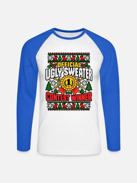 Offizieller UglySweater Sieger - Unisex Baseballshirt langarm - Weiß/Royalblau